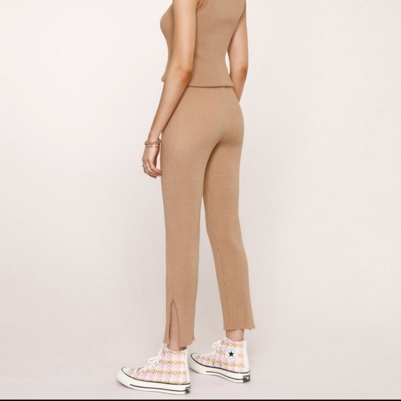 COPY - REVOLVE HEARTLOOM VERNA RIBBED KNIT PANTS IN CAMEL - Picture 3 of 7